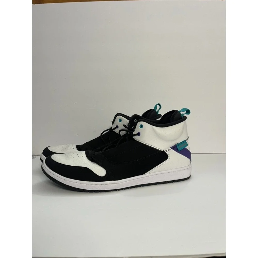 Jordan Access Mens Size 15 White Black Grape Emerald AR3762-005 High Top Sneaker